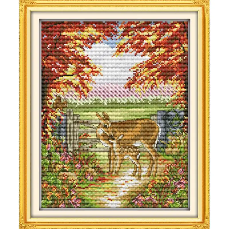 

Warm Deer Mother and Child Printing Cross Stitch Traditional Embroidery Pattern Kit 11CT14CT Needlework Home Decoration Painting