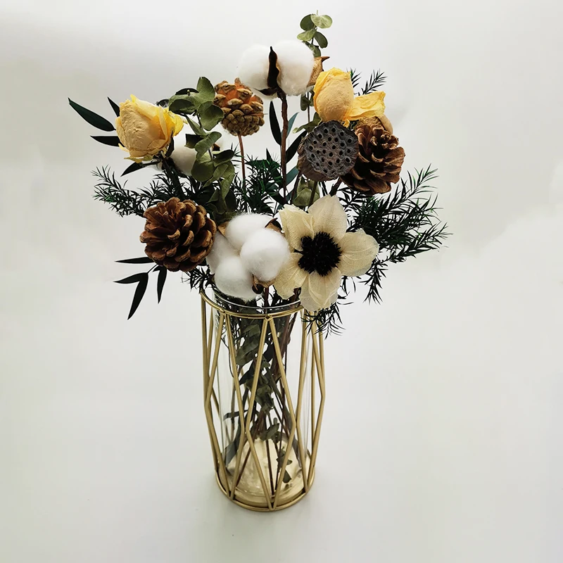 Роскошные прозрачные стеклянные вазы с металлом Золотая Маленькая ваза