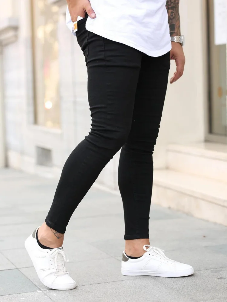 Jeans Men Business Casual  Black Slim Pencil Pants Male Fashion Skinny Biker Pants Street Hip Hop Party Denim Clothing Men