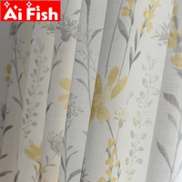 american pastroal yellow floral plants print semi blackout curtains for living room window treatments bedroom curtain fabric 5