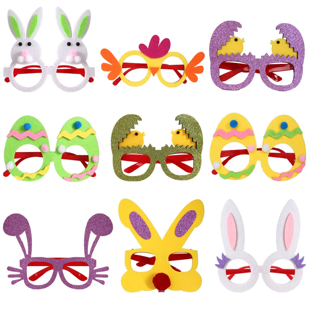 

Happy Easter Bunny Glasses Photo Booth Props Boy Girl Easter Party Decorations Gifts Kids Rabbit Chick Easter Photo Glasses