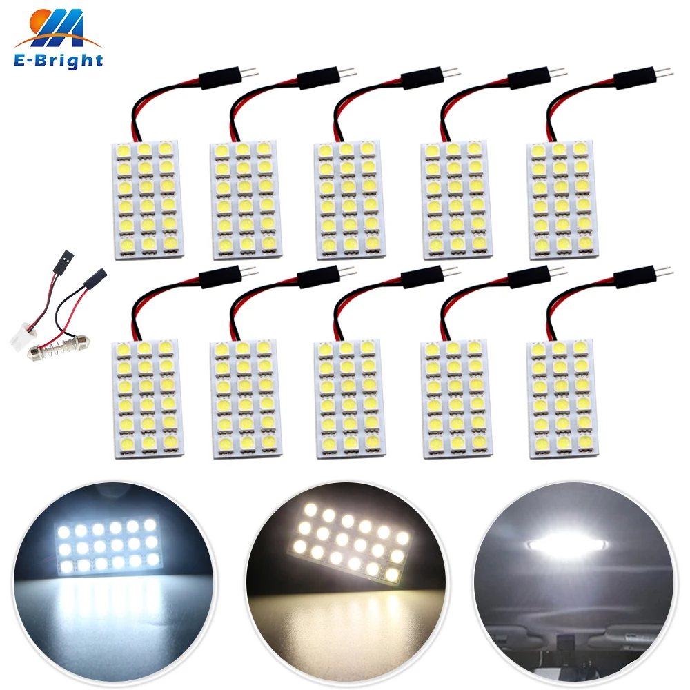 

50pcs 12V Panel Lights T10 5050 18 SMD LED Light Festoon Dome Reading Lights T10 Festoon Adapters Car Led Bulbs Warm White Blue