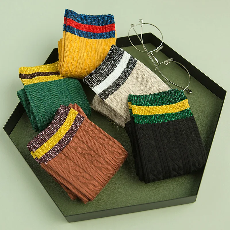 Полосатые Модные женские носки с круглым вырезом 2019 осень хлопок сплошной цвет