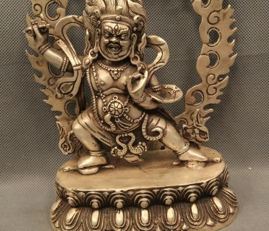 10 дюймовая стандартная Серебряная скульптура Mahakala|Статуи и скульптуры| |