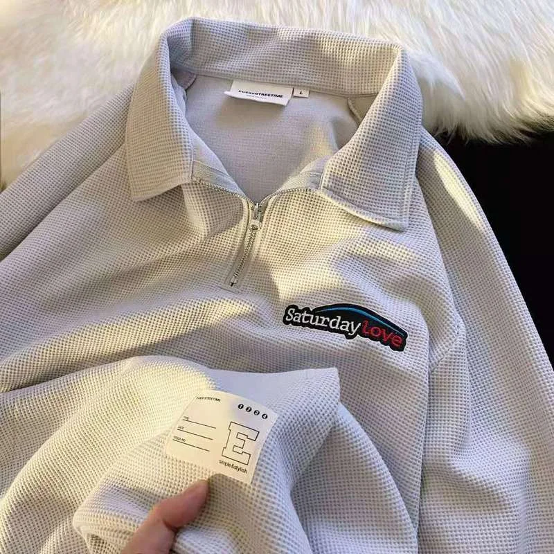 Женская винтажная Толстовка в клетку с воротником-поло и надписью | одежда