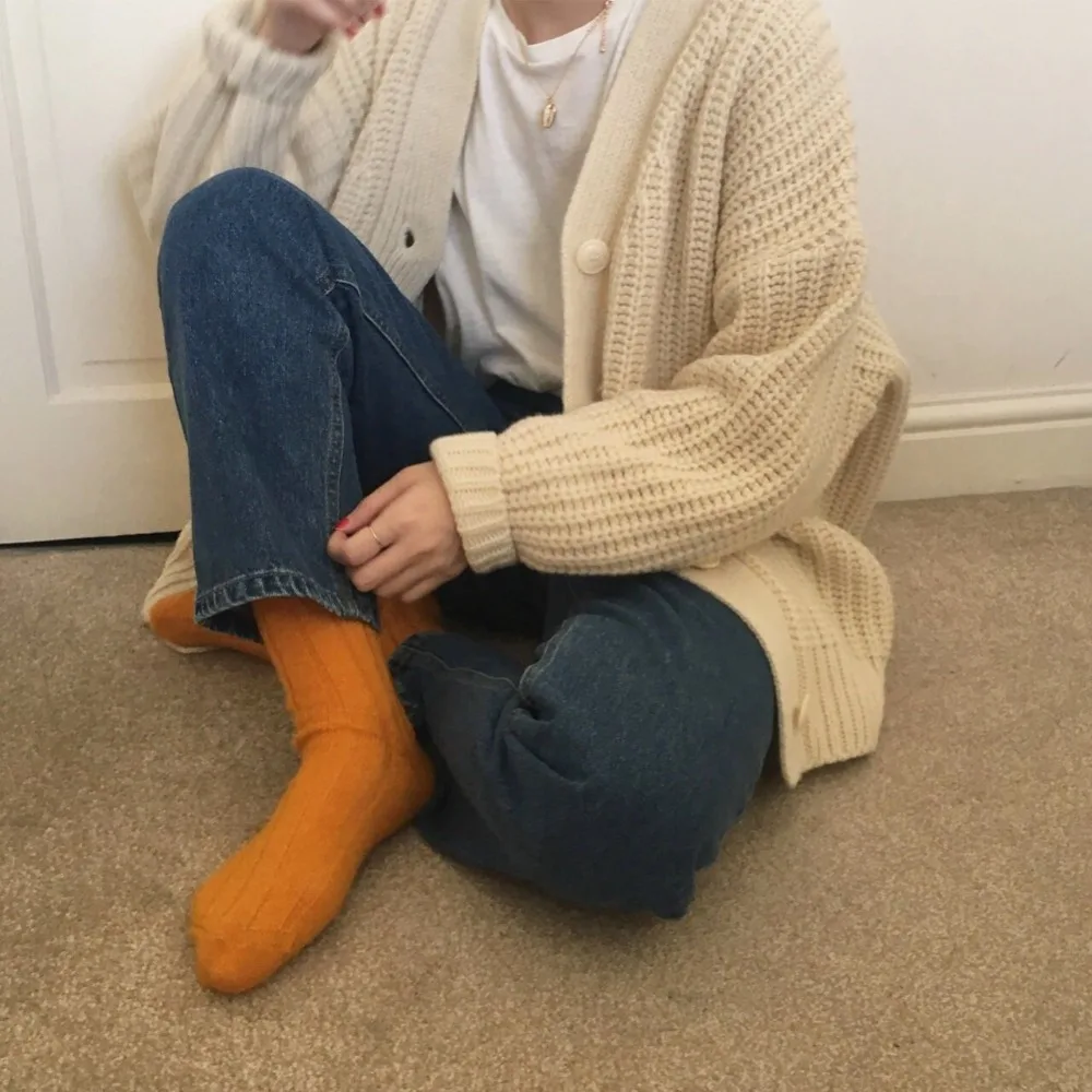 HziriP, нежный шик, однотонный, подходит ко всему, пышные рукава, кардиганы, модные, свободные, вязаные, женские, повседневные, студенческие, короткие, милые топы, свитера