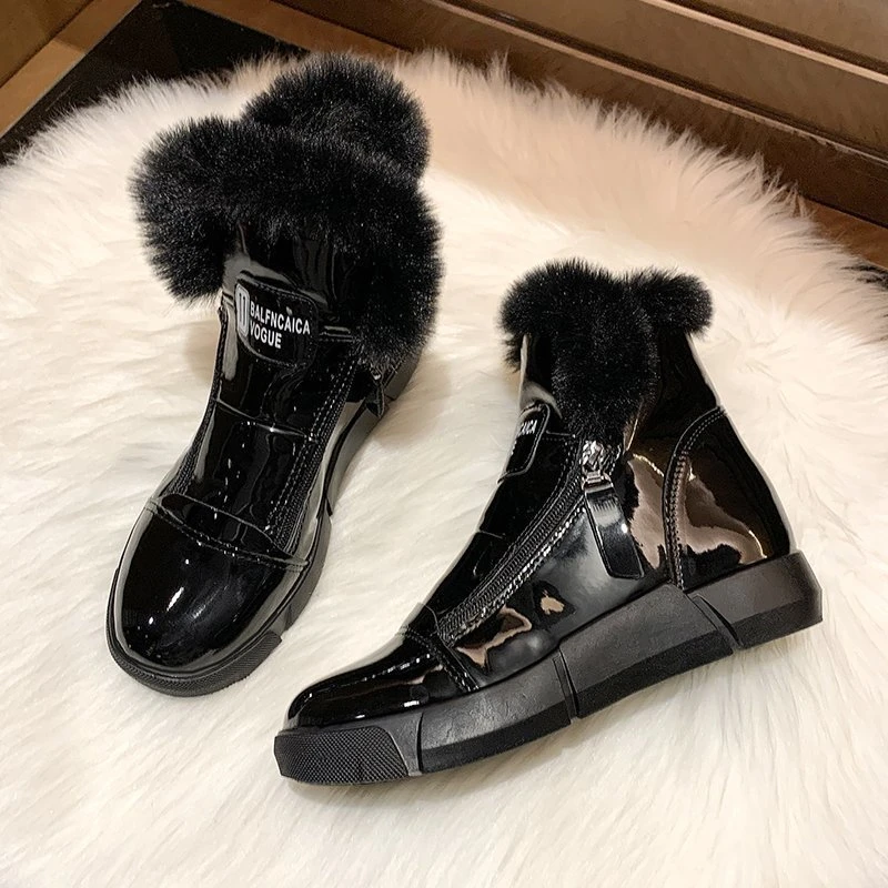 

Осенне-зимние женские зимние ботинки с круглым носком и утепленные плюшевые ботильоны комплект женской обуви на плоской подошве женская по...