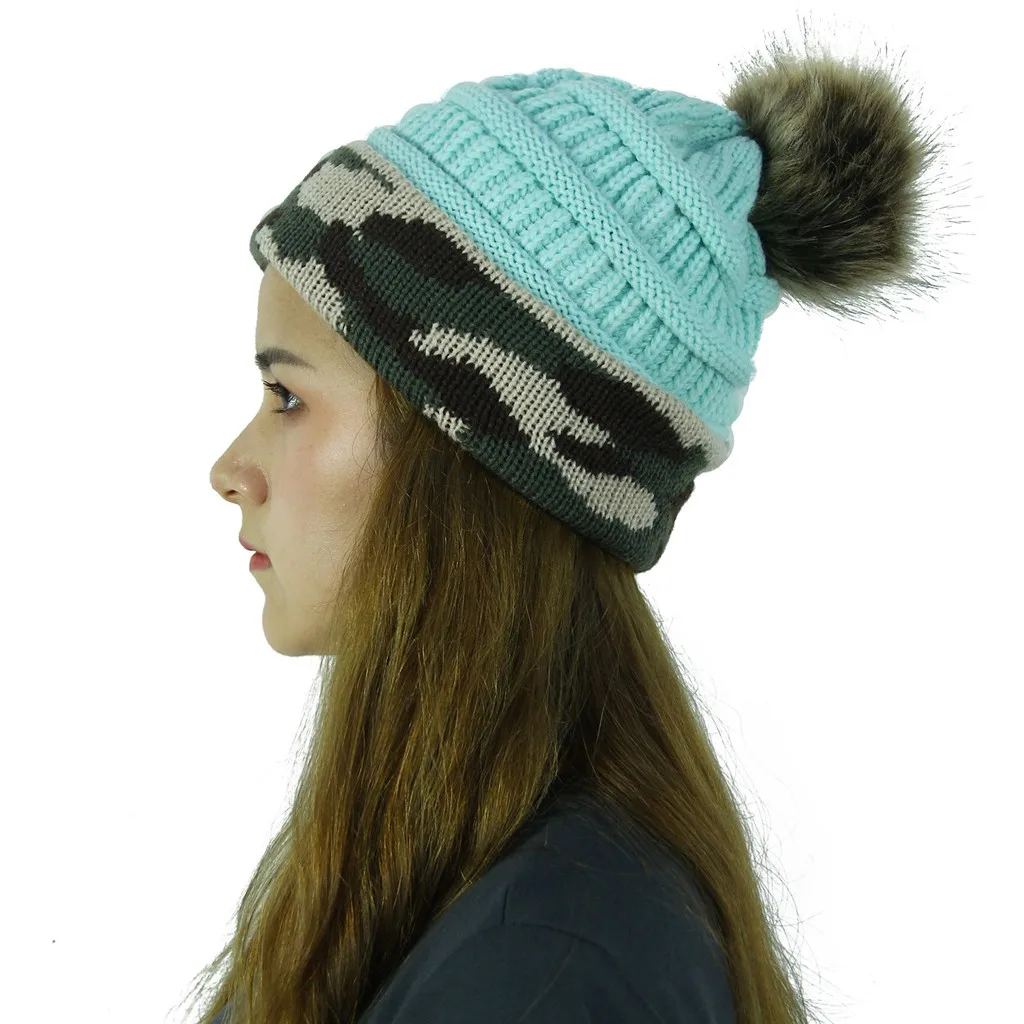 Женская камуфляжная простроченная шапка дамские уличные плюшевые шапки с