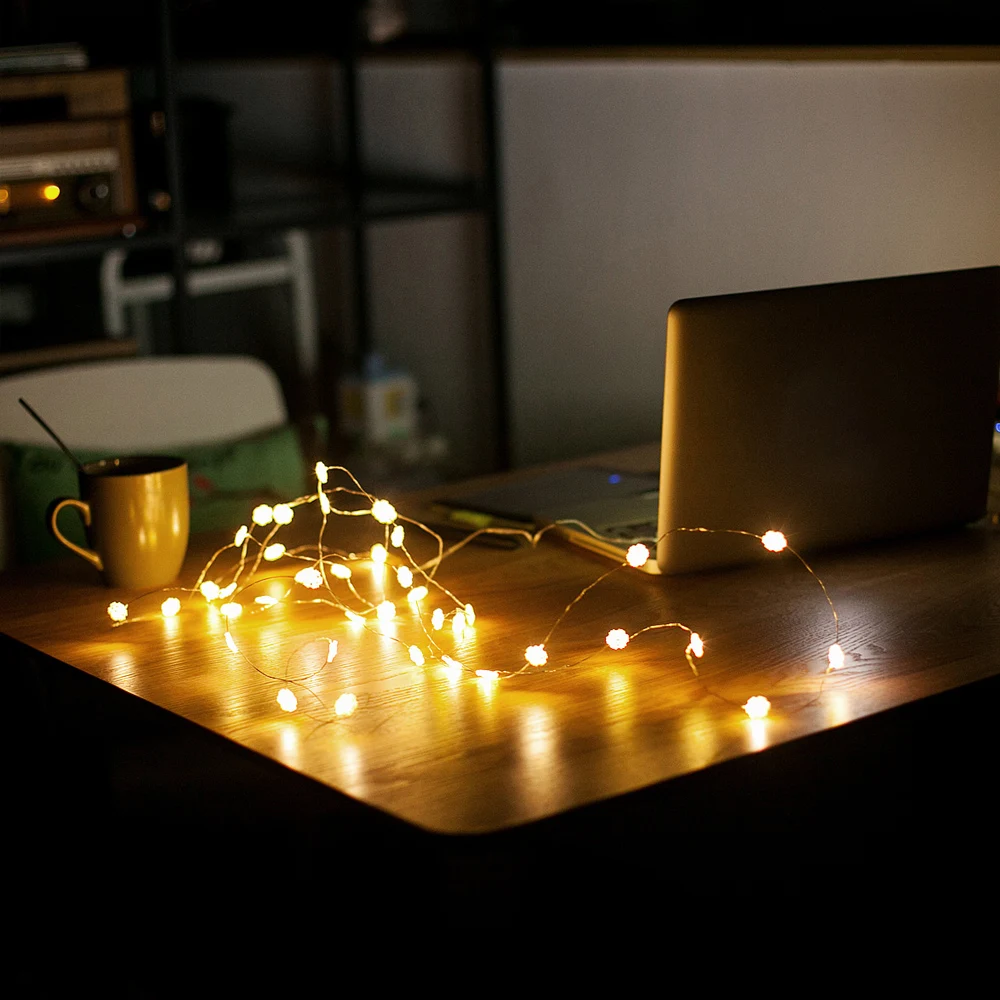 1/2/ LED Мини Рождественский светильник сказочный s на батарейках вечерние медный