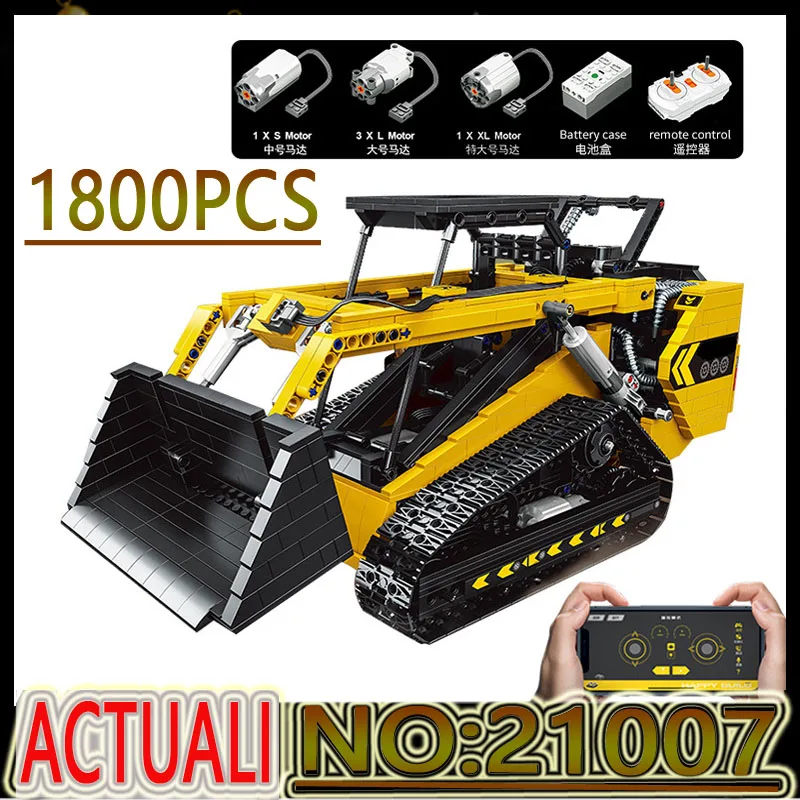 

Hot 22007 APP RC Skid Steer Loader Building Block Brick Assembly Engineering Motorized High-Tech Car Toys Kids Birthday DIY Gift