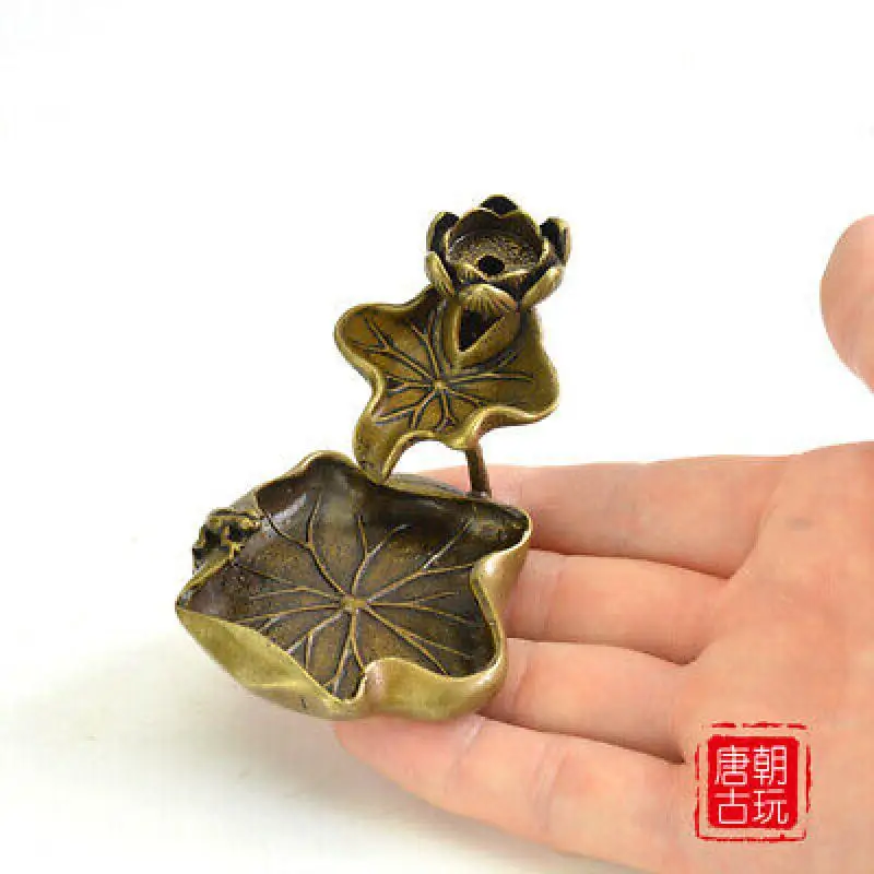 

Antique Lotus Leaf Back Flow Incense Copper Incense Holder Tea Home Decoration