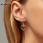 Серьги-каффы ZYZQ, простой дизайн, классические, полые, в форме сердца, для женщин, пирсинг, висячие, для подарка