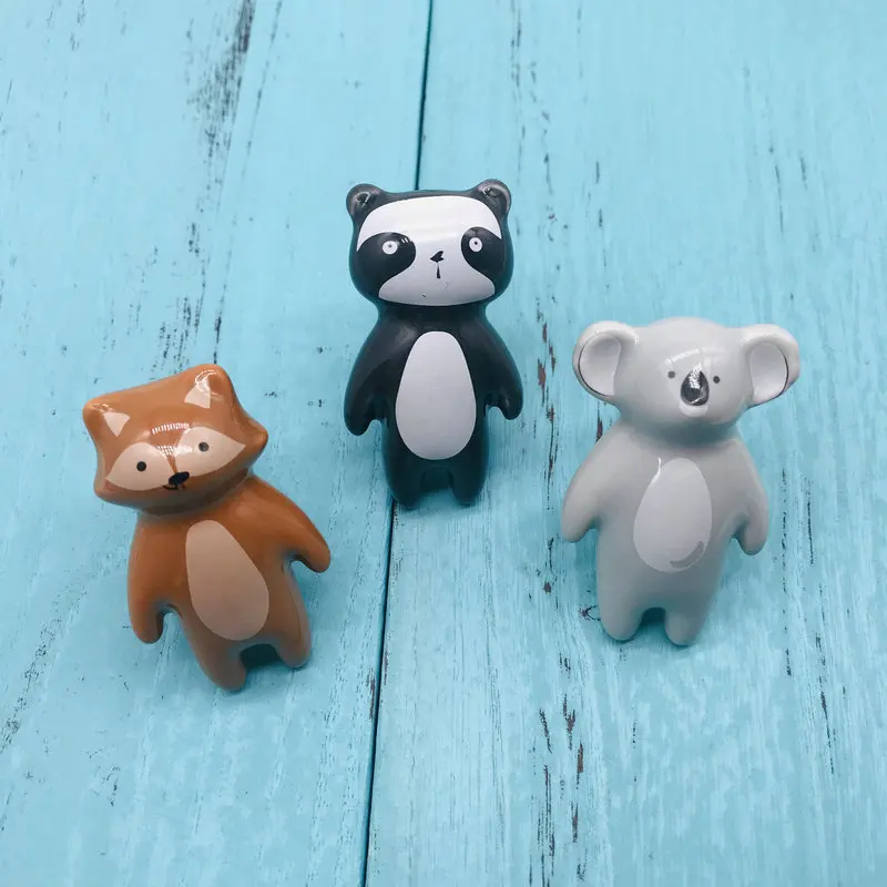 1 шт. ручка с мультипликационным животным керамическим рисунком Panda Fox изображения детские шкафы с ручками домашние ящики Декор Мебель Оборудование