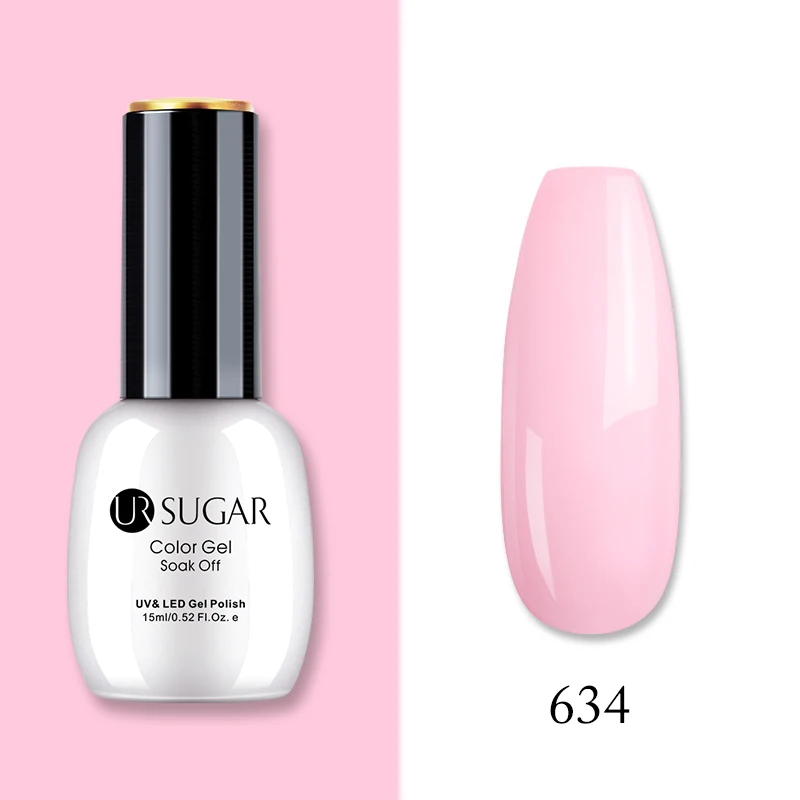 Ur Sugar, 15 мл, Цветной Гель-лак, гибридный лак для ногтей, для маникюра, УФ-светодиодный Полупостоянный гель для ногтей, впитывающий Гель-лак, базовое верхнее покрытие - Цвет: 634