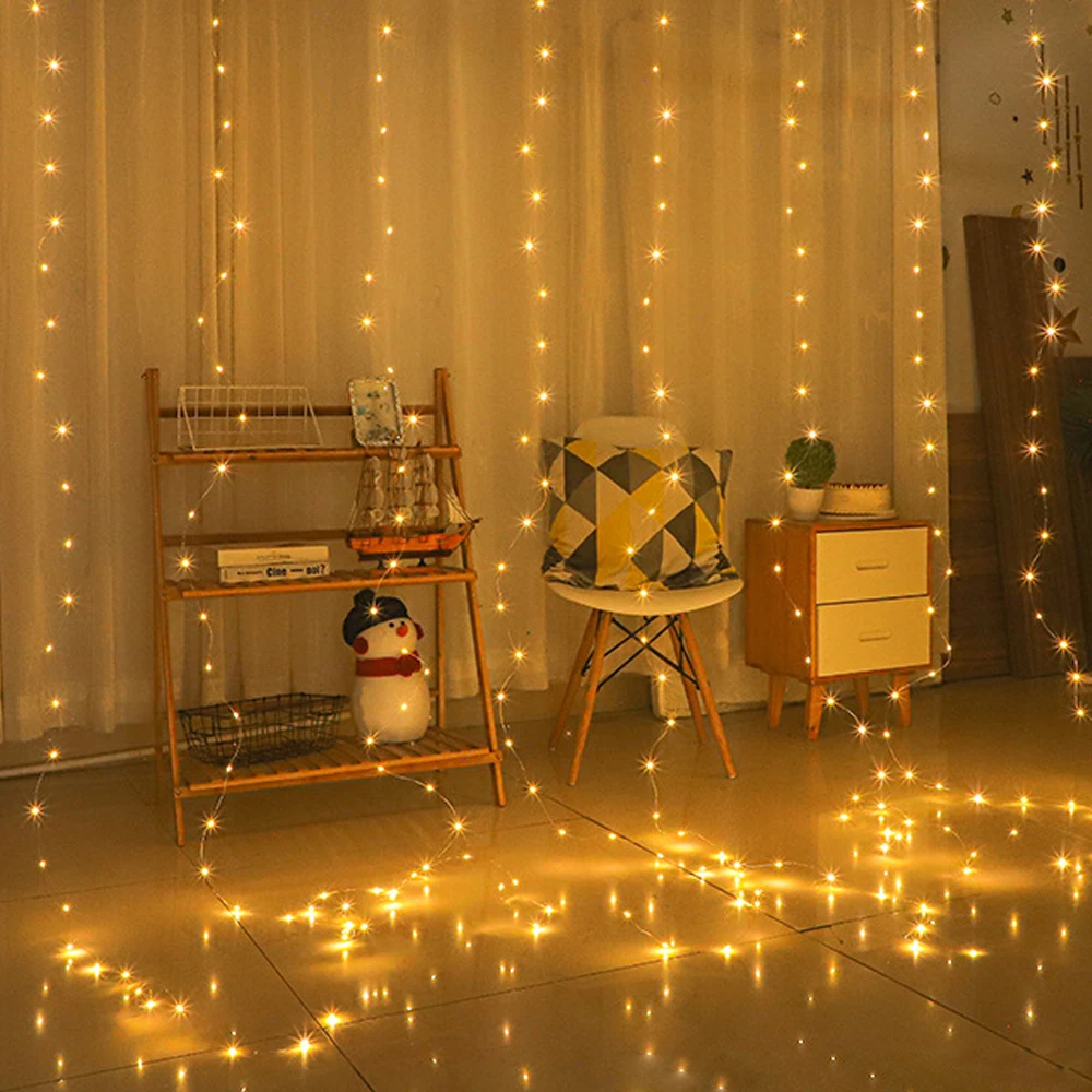 

Рождественская гирлянда с USB, гирлянда-занавеска, украшение для дома, праздника, вечеринки, новогоднее освещение, рождественские украшения, ...