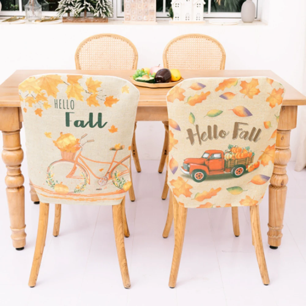 

Harvest Festival Chair Cover Thanksgiving Day Chair Cover Seat Slipcover For Dining Room/Hotel/Wedding Party Home Decoration