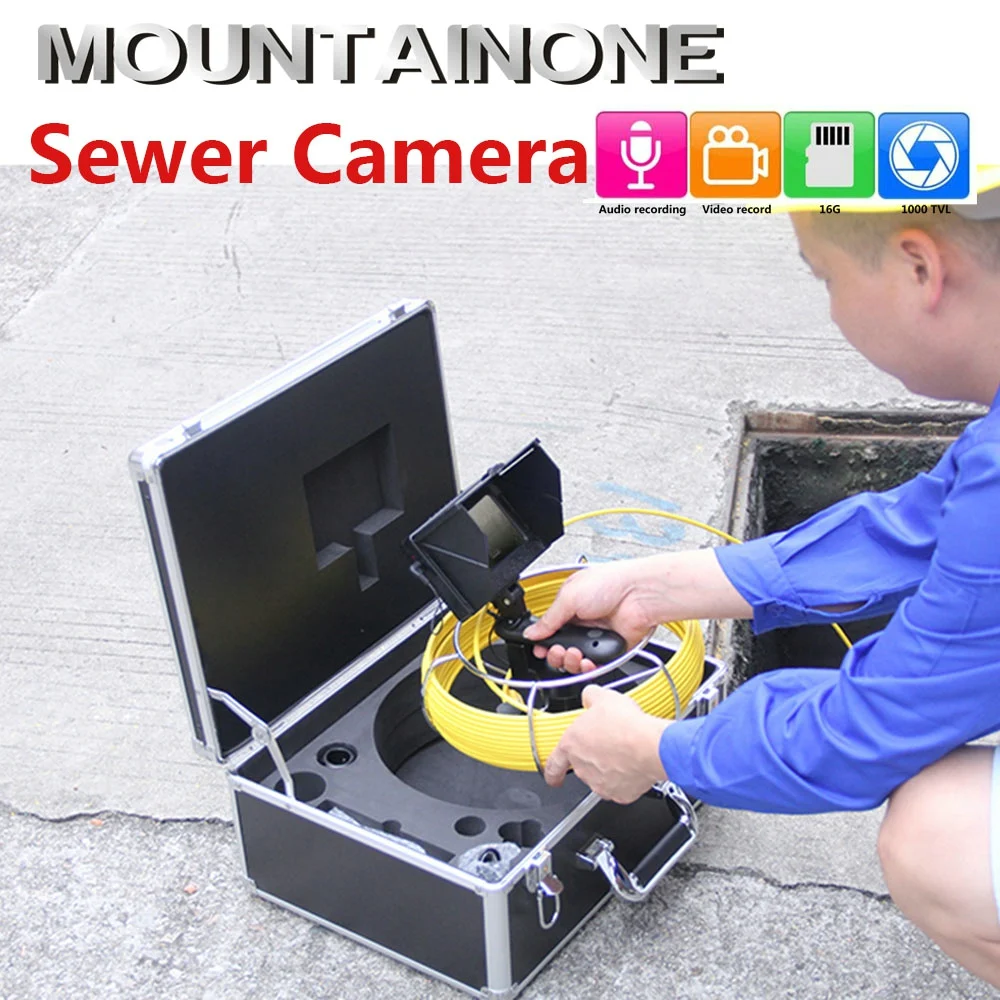 

4.3 inch Monitor Sewer Pipe Inspection Video Camera, 16GB TF Card DVR IP68 Drain Sewer Pipeline Industrial Endoscope40M 30M