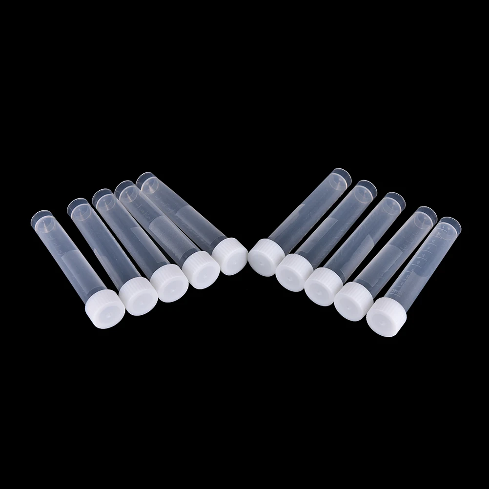 

20pcs 10ml Test Tubes Vials Sample Container Powder Craft Screw Cap Bottles for Office School Chemistry Supplies Plastic