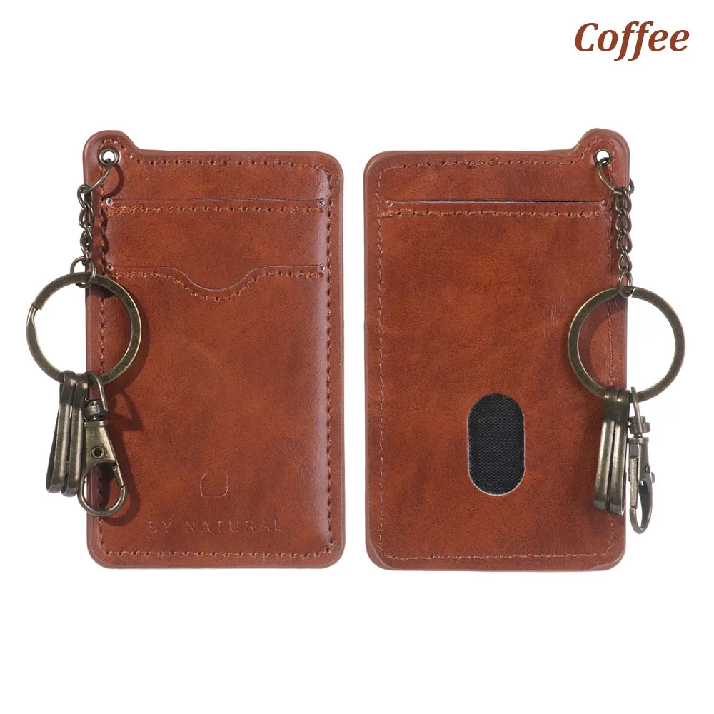 coffee Новинка, 1 шт., модные, новые, мужские, женские, мульти-карты, ретро, визитная карточка, искусственная кожа, ID, держатели для кредитных карт, брелок для ключей, однотонный - Цвет: coffee