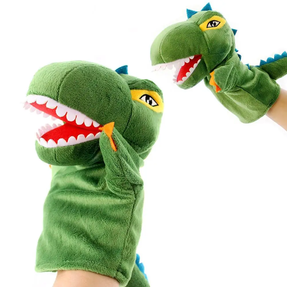

Green Cartoon Dinosaur Plush Soft Hand Puppet Kids Toddler Pretend Playing Toy Gift Parent-child Interactive Toys Kid Gifts