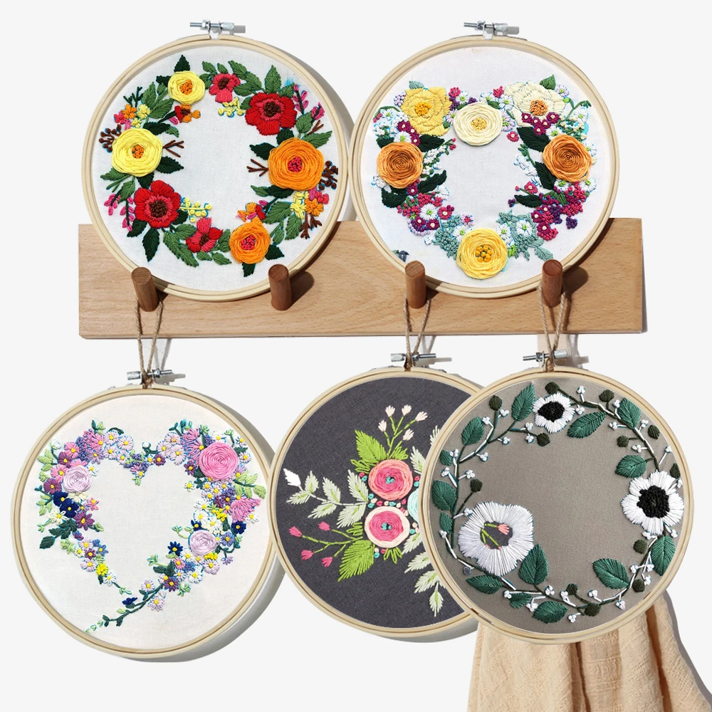 Набор для вышивания круглая ткань с принтом инструменты шитья | Дом и сад