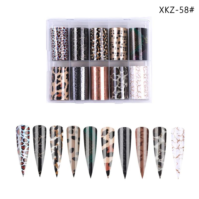 

4cmx50cm 10 1 box nail roll leopard series designer nail foil nail decoration