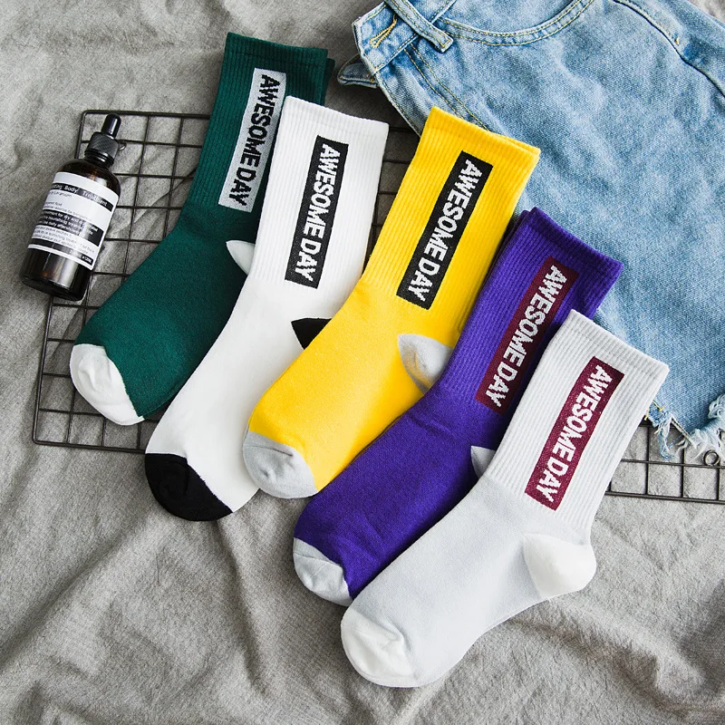 Женские носки Осень зима 2019 корейские японские Харадзюку с буквенным принтом