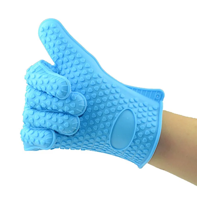 Термостойкая Силиконовая прихватка толстая кухонная рукавица для Гриль барбекю