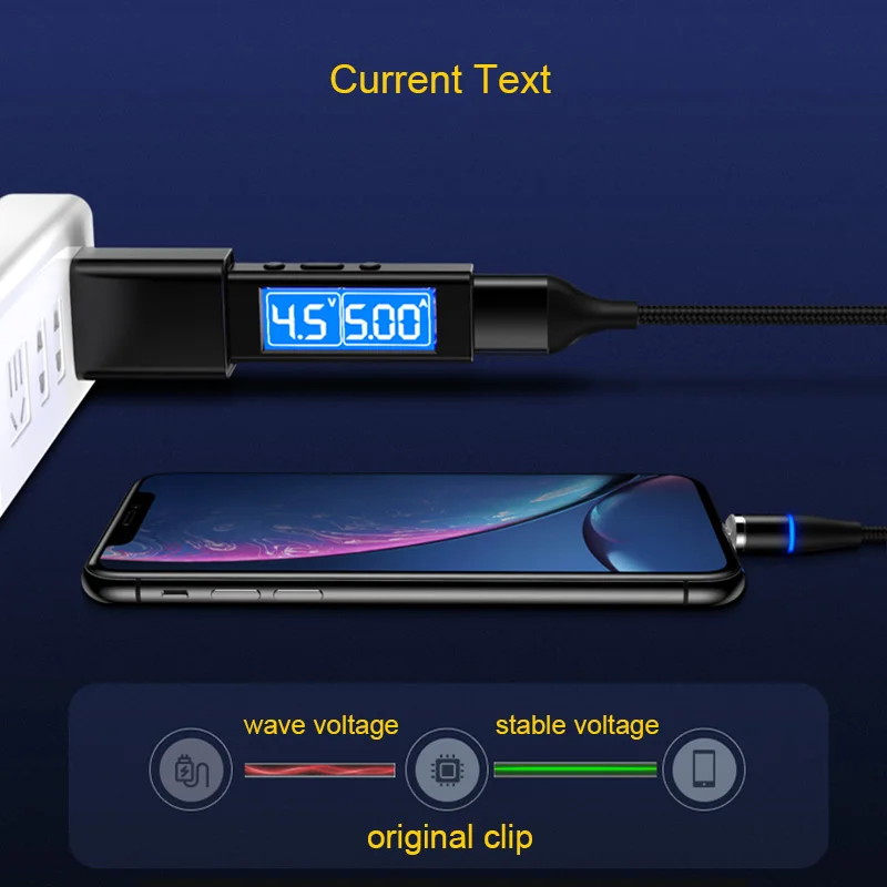 5А магнитное зарядное устройство для iPhone X XSR XS светодиодный магнитный кабель Android Micro usb type C для samsung S9 Plus Магнитный кабель для быстрой зарядки