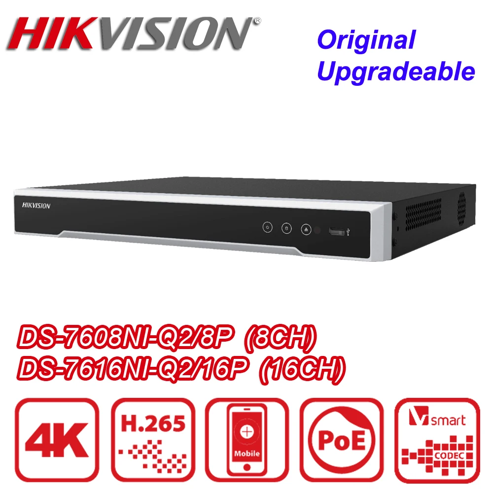 Hikvision DS-7616NI-Q2/16P/8 16CH с POE Порты 4K H.265 2 SATA NVR DS-7608NI-Q2/8P сети видео Регистраторы CCTV