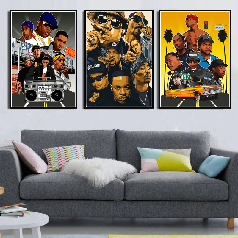 

Canvas Oil Painting Eminem Notorious 2PAC JAY-Z N.W.A Rapper Star Collage Poster Prints Art Wall Pictures Living Room Home Decor