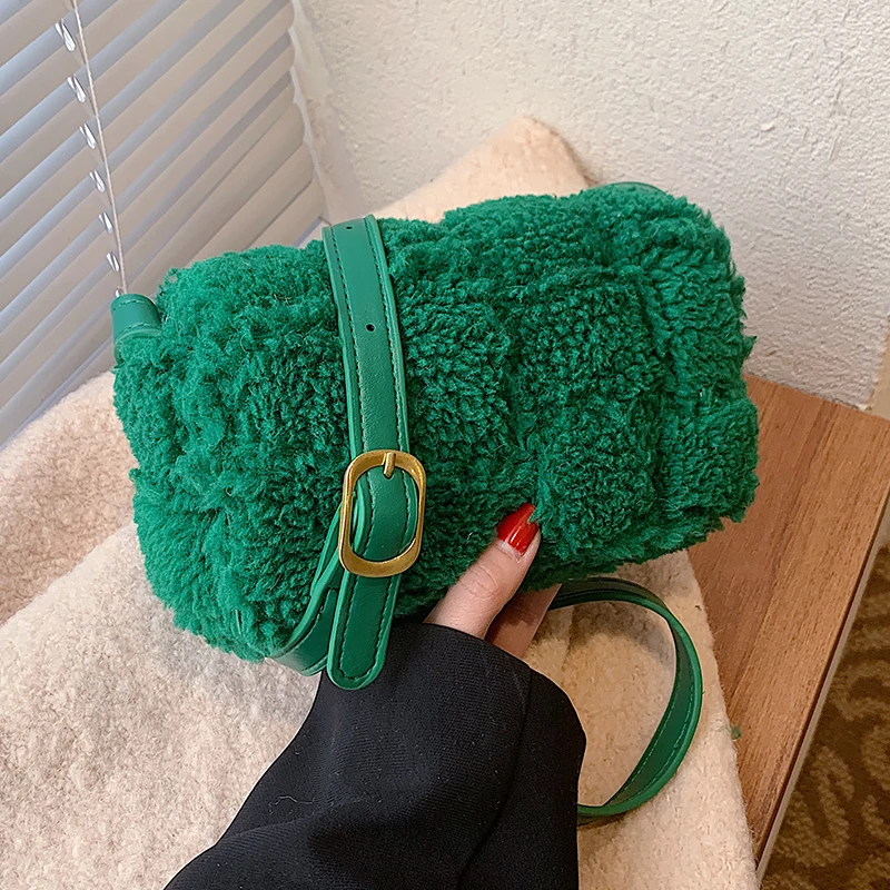 

2021 плюшевые модные кожаные сумки на цепочке через плечо, Женская дорожная сумка через плечо, роскошные плетеные сумки через плечо из искусс...