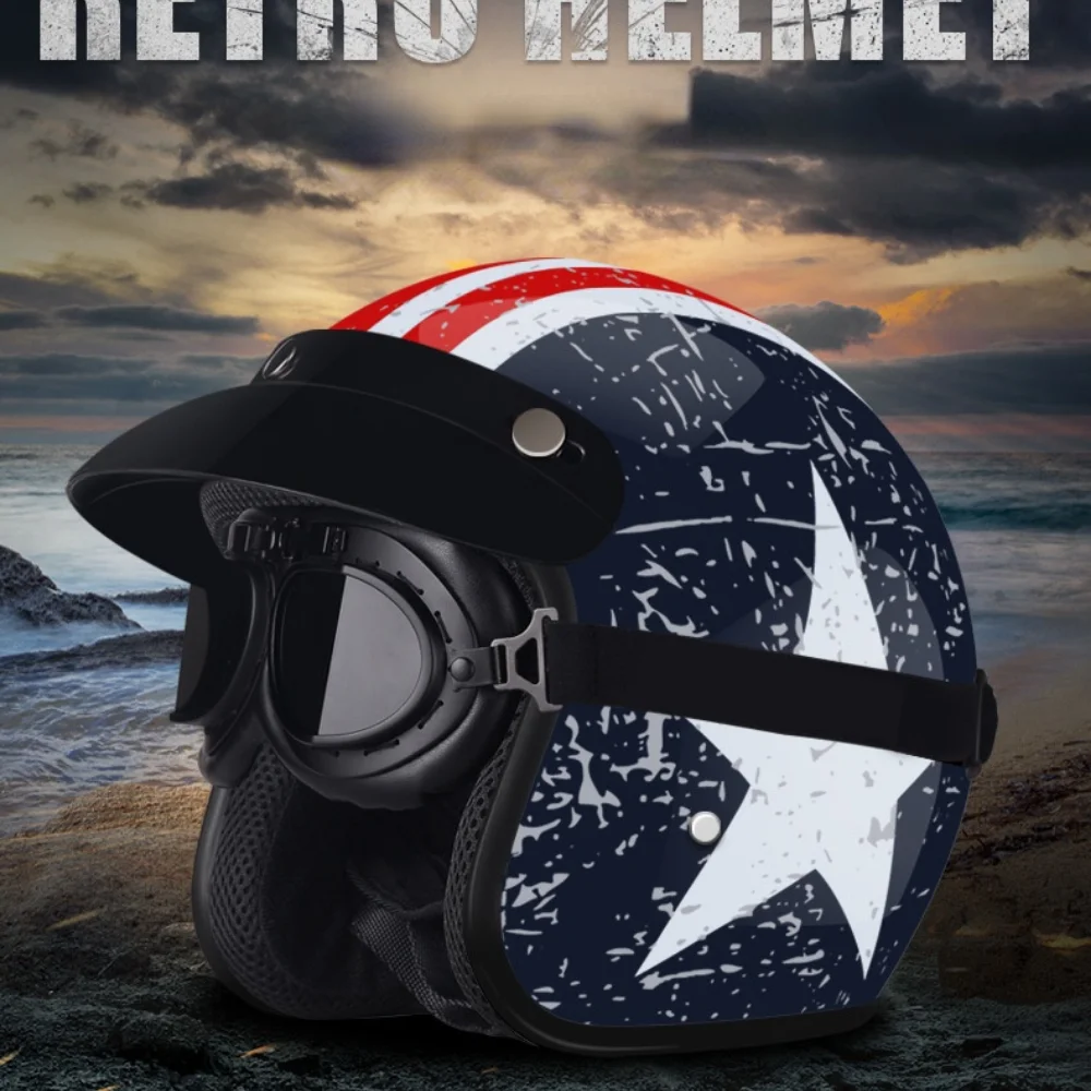 Мотоциклетный шлем BYE в стиле ретро для мужчин и женщин 3/4 дюйма полушлем с