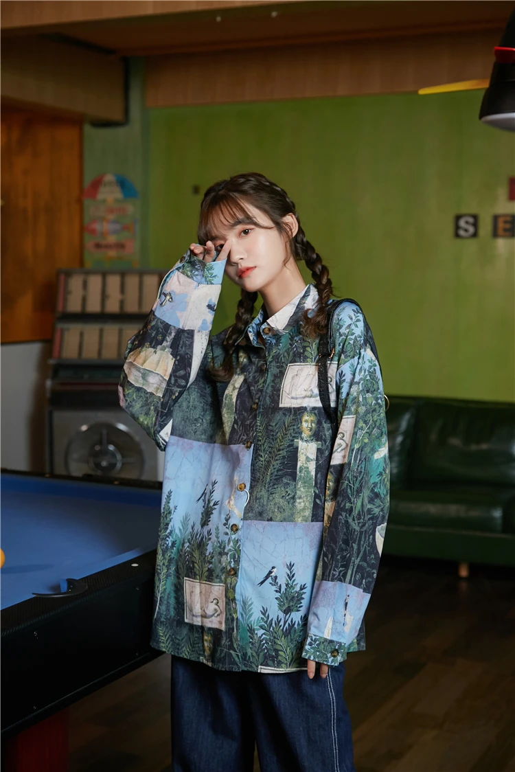 

Oversized Shirt Floral Print Designer Top Fall 2021 Fashion