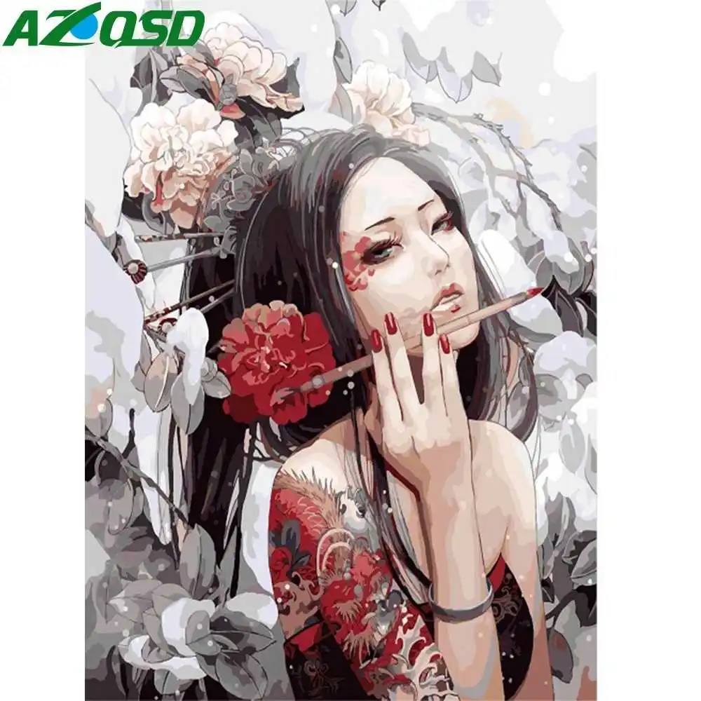 AZQSD масла Краски ing мультфильм по номерам девочка холст картины DIY пейзажа ручная
