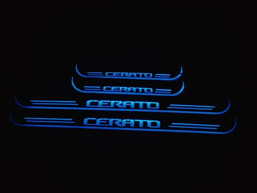 

RQXR led moving door scuff for Kia cerato dynamic door sill plate flat lining overlay flow/fixed light