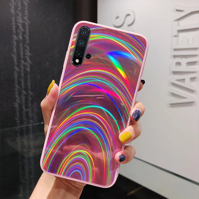 lovecom colorful rainbow laser mirror phone case for xiaomi redmi note 10 9 pro 10s 9s 8 mi poco x3 pro nfc m3 soft back cover free global shipping