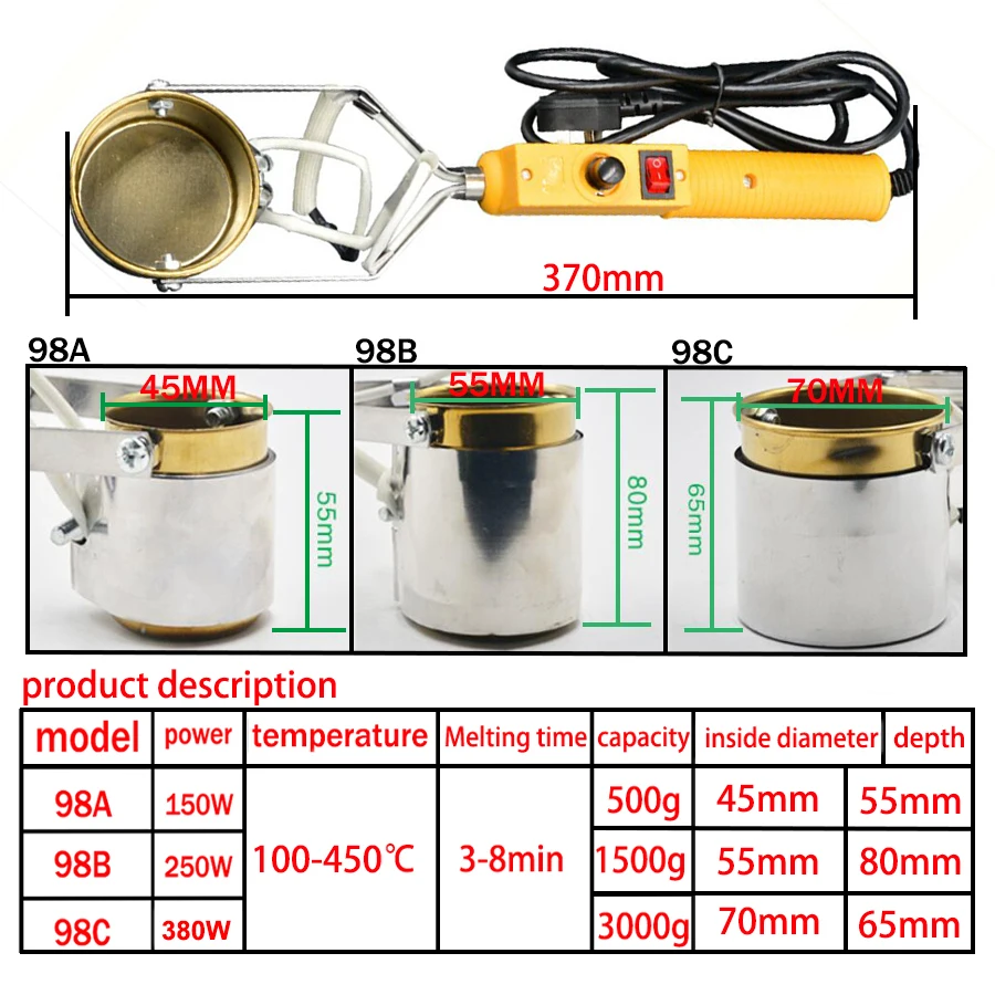 Оловянная печь с регулируемой температурой ручной плавильная для олова