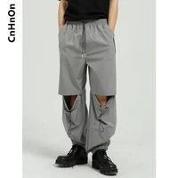 spring new products korean style tie feet casual personality solid color casual pants men m3 o w8062