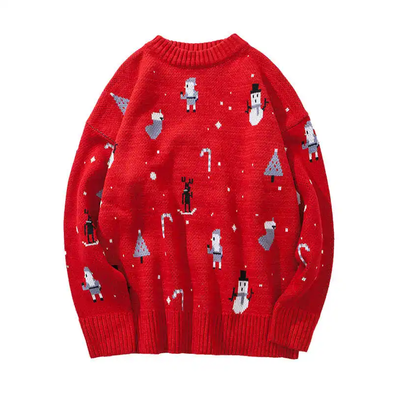 

Net red couple sweater men loose lazy wind Christmas knitwear fashion wild ins port style