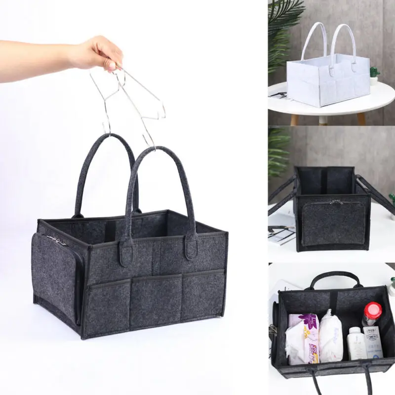 Tote Felt Multi Pockets Foldable Diaper Bags Large Baby Caddy Storage Bin Infant Nappy Organizer Basket Box | Мать и ребенок