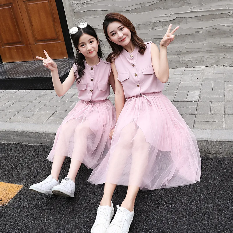 

Suit Two Piece Cotton and Skirt for Children Family Matching Outfits Kids Outfits Mommy and Daughter Matching Suit Clothes