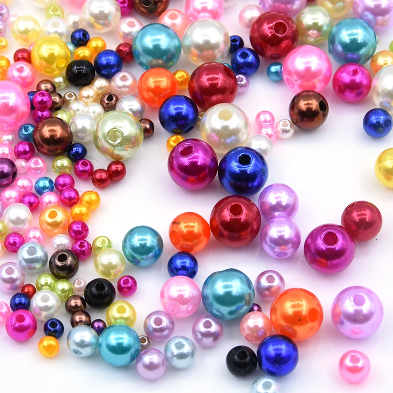 Круглые акриловые бусины с имитацией жемчуга россыпью для самостоятельного