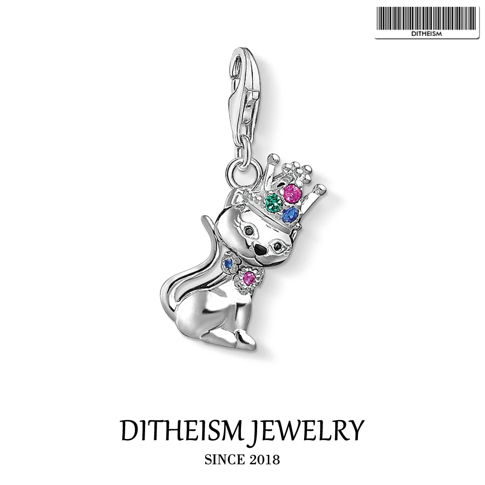 Подвеска в виде кошки с короной ожерелье из серебра 2019 пробы любовным подарком