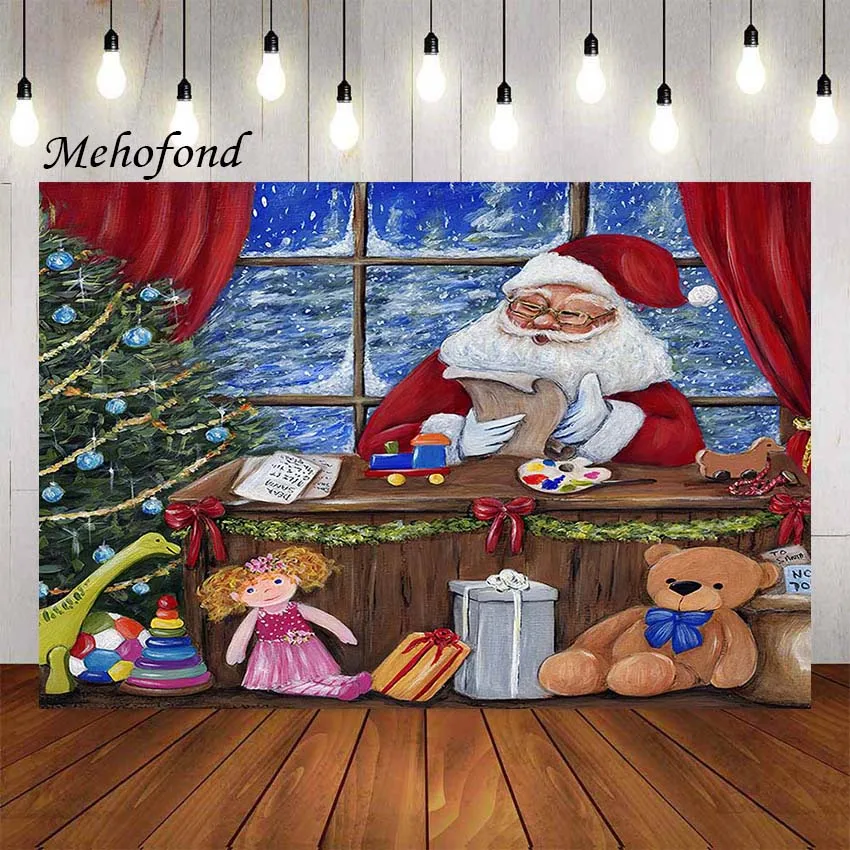 

Фон для фотосъемки Mehofond рождественское окно Санта-Клаус Рождественская елка игрушка подарок для детей семейвечерние Портрет фон для фотостудии