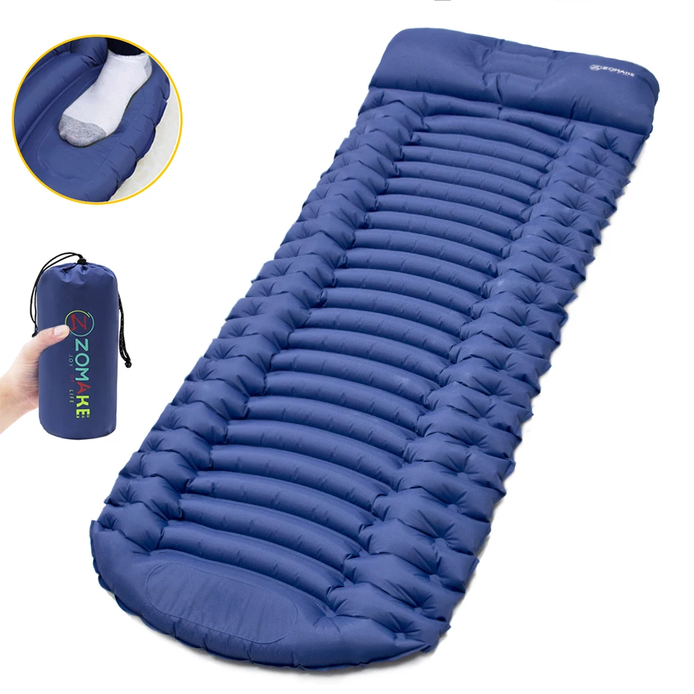

Zomake Foot Pressing Sponge Infalatable Air Camping Mattres Large 200*66cm Comfortable Outdoor Sleeping Pad Hiking With TPU