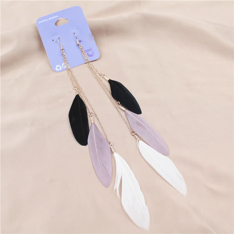 

Bohemia Long Exaggerated Tassel Earrings for Women Dangle Long Earrings Feather Boho Drop Earrings Female Vintage Jewelry