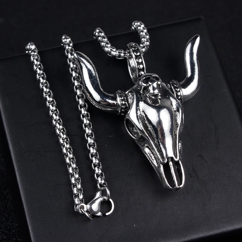 Длинная цепочка в готическом стиле Титан Сталь кулон Цепочки и ожерелья череп