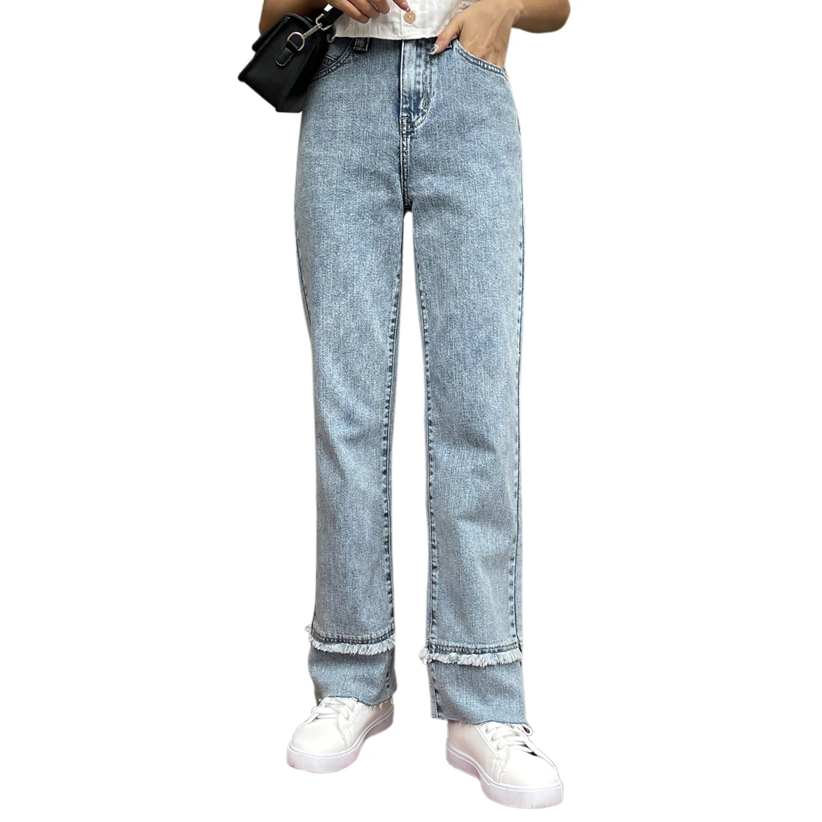 

2021 women wide leg pants casual loose jeans Spring Red Heart Streetwear High Waist Vintage Casual Baggy Straight Denim Trouser