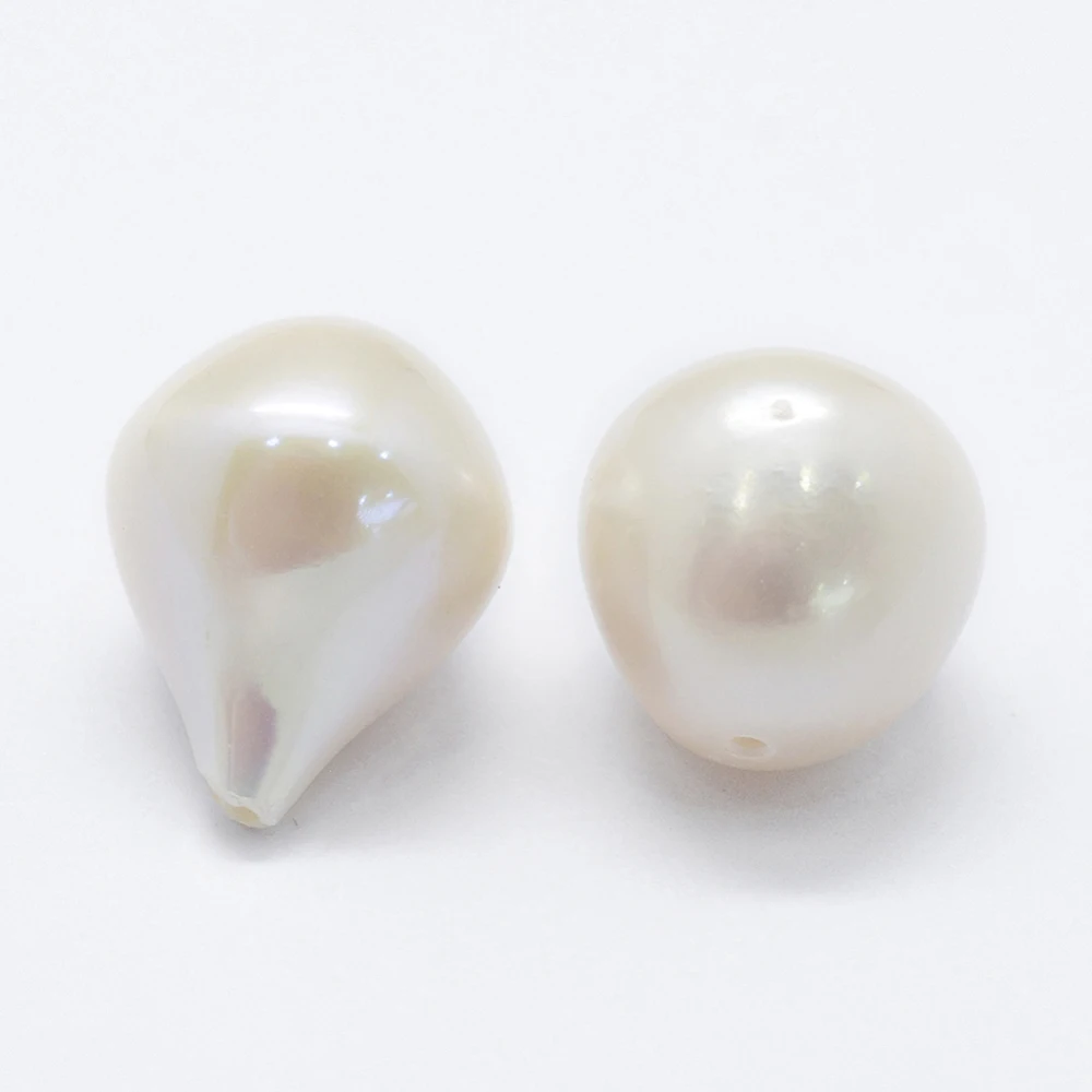 

5PCS Natural Cultured Freshwater Pearl Beads Half Drilled Teardrop Floral White 12~16x11~16x11~13mm Hole: 0.8mm